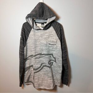 Denver Broncos Hoodie Men’s XL Gray Pullover Lightweight Sweatshirt Open Hem NFL